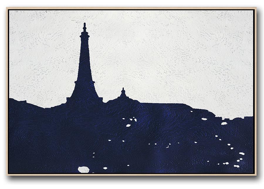 Horizontal Navy Blue Minimal Art #NV191C - Click Image to Close